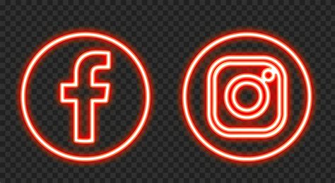 Download Red Facebook Instagram Neon Logo Icon PNG | Citypng