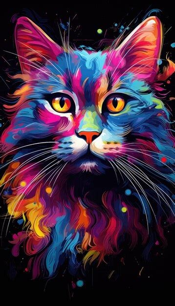 Premium AI Image | a colorful cat with white whiskers