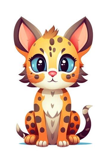 Premium AI Image | Cute baby Margay in Cartoon Style on white ...