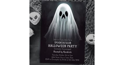 Spooky Ghost Halloween Costume Party Invitation | Zazzle