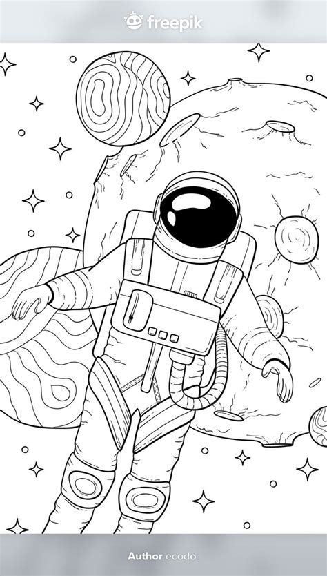 Premium Vector | Astronaut in space coloring book in 2023 | Coloring books, Space drawings ...