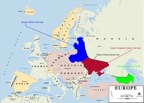 Map of Europe after the Treaty of Brest-Litovsk. - Maps on the Web