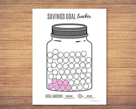 Savings Tracker Printable Savings Jar Printable Savings Goal - Etsy