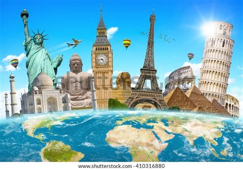 Famous Landmarks World Grouped Together On ภาพสต็อก 410316880 ...