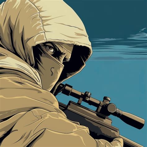 Premium AI Image | Optic Art Anime Illustration Sniper in Moebius Style