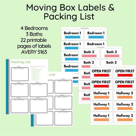 Don't let moving be a hassle. With this set of printable moving labels & packing list, you have ...