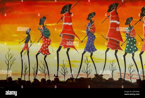 Colorful painting in native Ghana style Stock Photo - Alamy