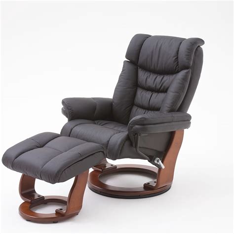 Toronto Swivel Relax Chair Black Faux Leather And Footstool | Furniture ...