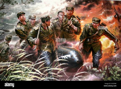 Painting in the Korean Art Museum of North Korean forces having Stock ...