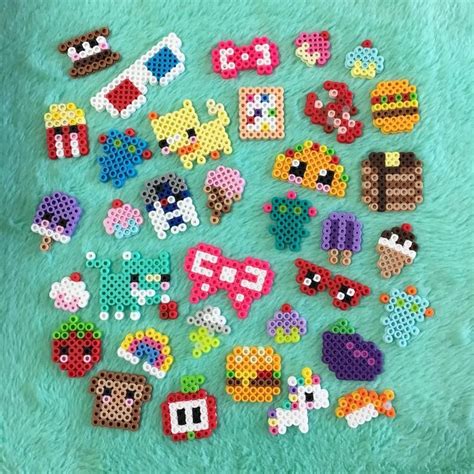 x6 Kawaii Perler Kandi Charms in 2020 | Pearl beads pattern, Perler bead patterns, Melty bead ...