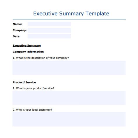 Executive Summary Template Google Docs