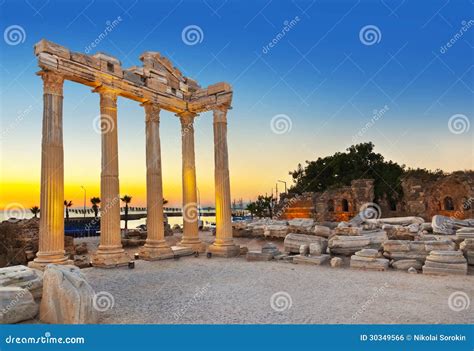 Old Ruins in Side, Turkey at Sunset Stock Photo - Image of nature, city: 30349566