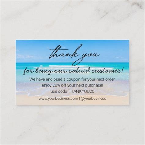 thank you ocean photo background tropical business enclosure card | Zazzle