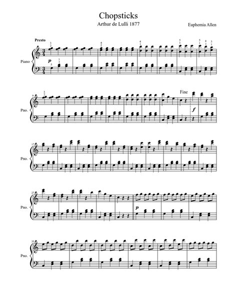 Chopsticks Sheet music for Piano (Solo) | Musescore.com