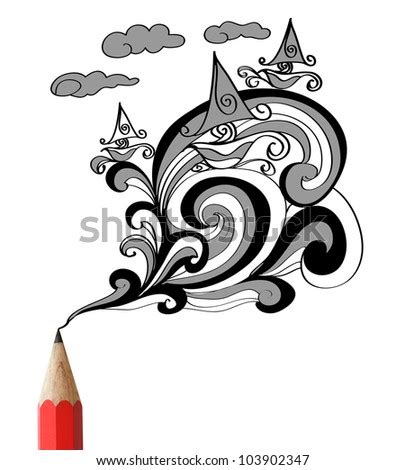 Red Pencil Drawing People Talking, Social Network Concept. Stock Photo 103902347 : Shutterstock