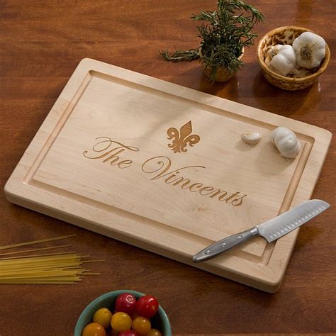 Personalized Maple Cutting Board with Serving Handles - Family Name