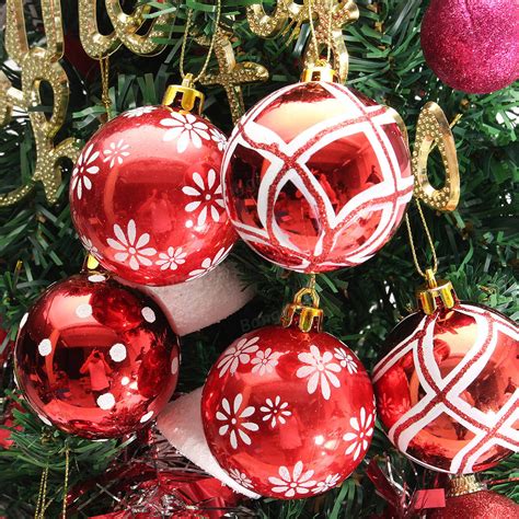 Plastic Christmas Baubles Handmade & Painted Ball Tree Balls Decorations 6/24PCS Sale - Banggood.com