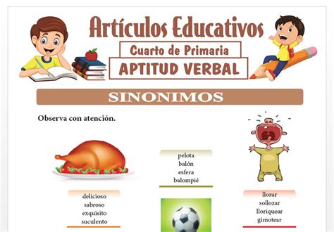 Problemas de Sinónimos para Cuarto de Primaria — Articulos Educativos