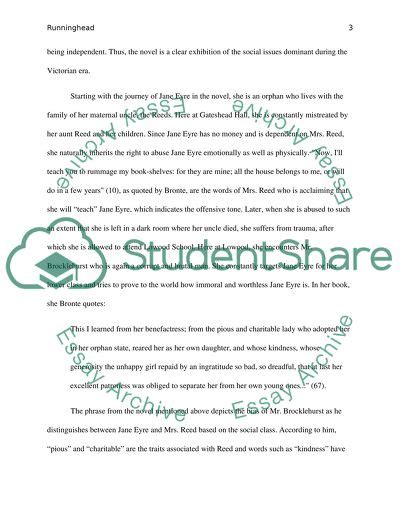 Jane Eyre and Social Class Essay Example | Topics and Well Written Essays - 1250 words