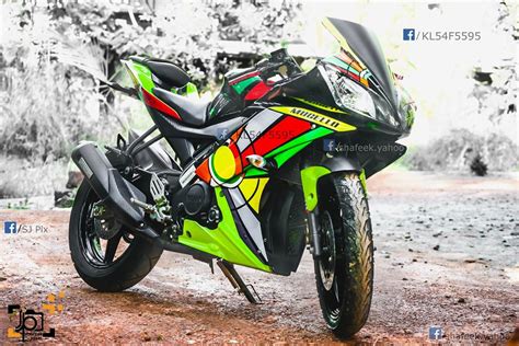 Yamaha R15 V2 Modified in Kerala- Abstract Stickers - ModifiedX