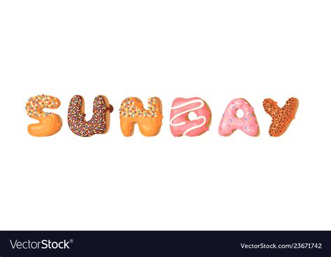 Cartoon donut and word sunday hand drawn drawing Vector Image