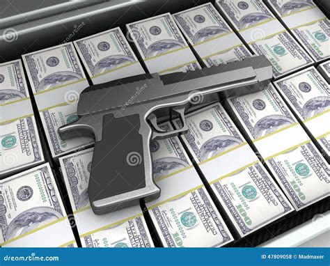 Gun and money stock illustration. Illustration of addiction - 47809058