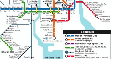 Philadelphia’s Transit Map, Managed by SEPTA, Includes PATCO Speedline to NJ - Stewart Mader