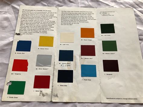 1970 Porsche 911 914-6 914 COLOR CHART Brochure - Original | #1926680846