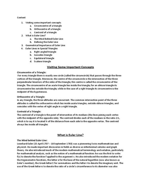 Structure Euler's Line | PDF | Triangle | Space
