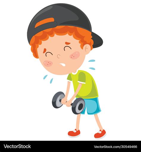 Boy making weight lifting exercise Royalty Free Vector Image