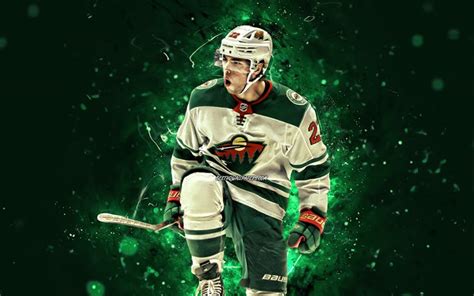 Download wallpapers Kevin Fiala, 4k, NHL, Minnesota Wild, hockey stars, hockey, green neon ...