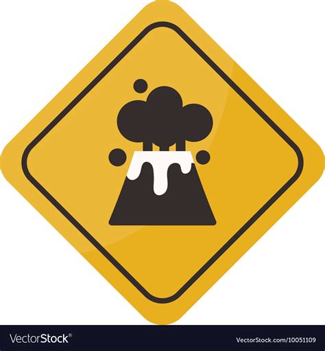 Volcano warning sign Royalty Free Vector Image