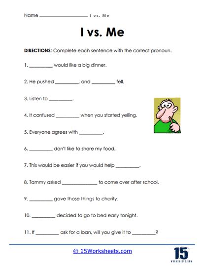 I vs. Me Worksheets - 15 Worksheets.com