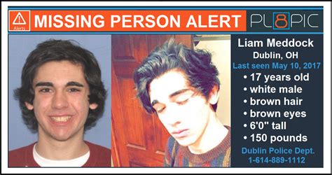 Missing from Dublin, Ohio, 17 year old Liam Meddock
