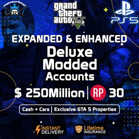 ♨️【PS5 Deluxe GTA V Modded Account】 with 150 Million [Cash + Cars] | RP Rank 30 | Exclusive Gta ...