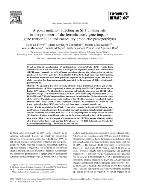 (PDF) A point mutation affecting an SP1 binding site in the promoter of ...