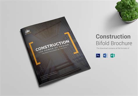 Construction Company Brochure Design Template in Word, PSD, Publisher