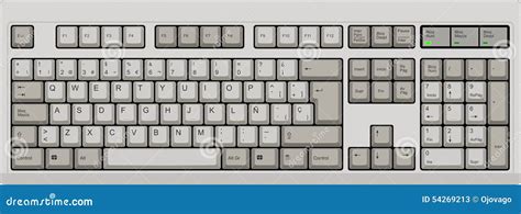 Spanish Qwerty SP Layout Keyboard. Grey Stock Vector - Illustration of ...