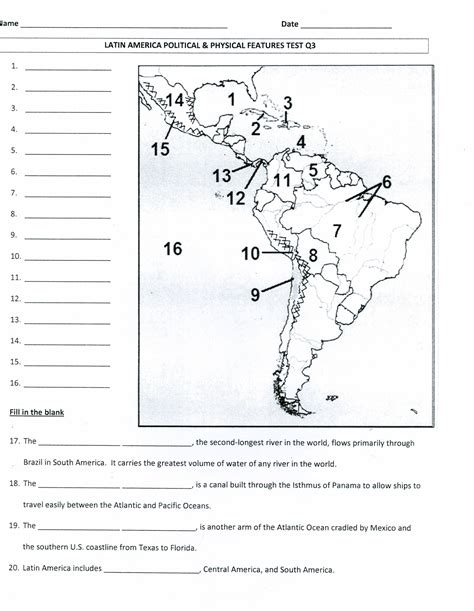 Latin America Map Quiz Social Studies Worksheets Geography Worksheets ...