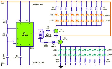 Traffic Baton with Bulb or LED Flasher | Electronic Schematic Diagram