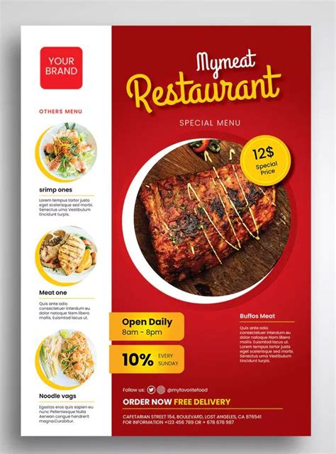 Meat Restaurant Flyer Template PSD - A4 | Restaurant flyer, Meat restaurant, Food menu design