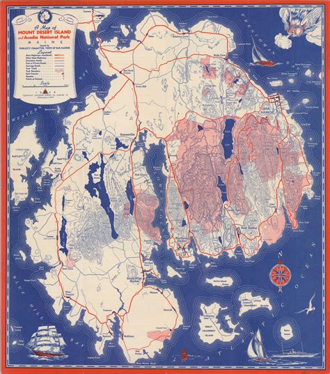 A Map of Mount Desert Island and Acadia National Park | Curtis Wright Maps