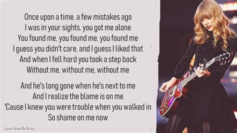 Taylor Swift - I Knew You Were Trouble | Lyrics Songs - YouTube