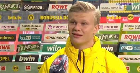 Haaland's 11-word post-match interview after Dortmund win goes viral