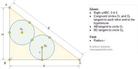 Math, Geometry Problem 1193: 3-4-5 Right Triangle, Congruent Circles ...