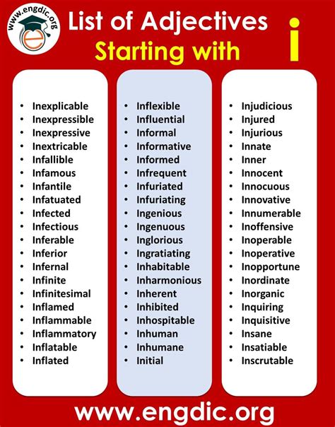 All Adjectives that Start with I (Sorted List) - EngDic