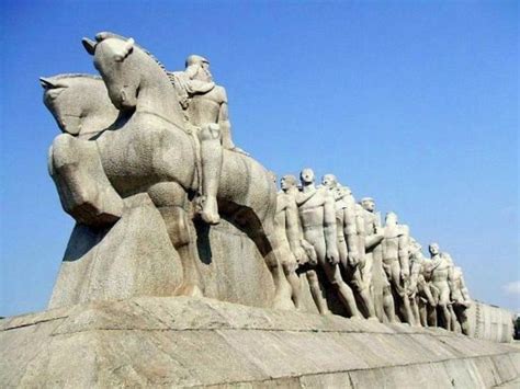 Equestrian statue of Monumento Bandeirantes in Sao Paulo Brazil