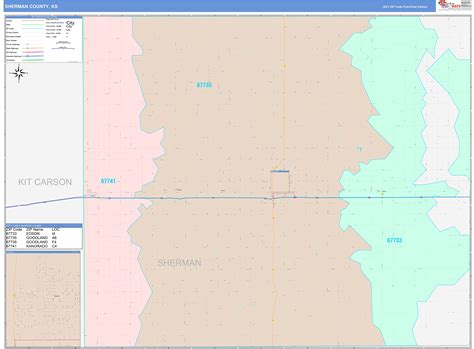 Sherman County, KS Wall Map Color Cast Style by MarketMAPS - MapSales