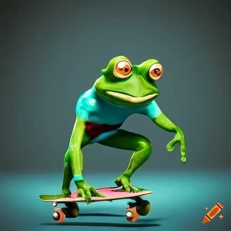 Skateboarding humanoid frog on Craiyon