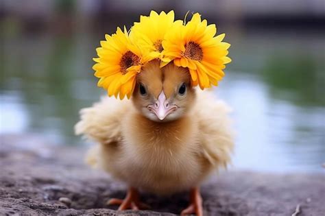 Premium AI Image | a chicken with a flower crown on its head